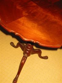 Detail of antique pie crust lamp table
