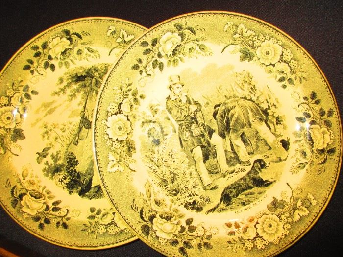 Pair of pictorial transferware plates, 19th century