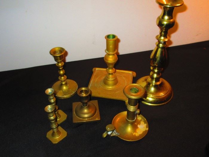 Group of vintage and antique candlesticks