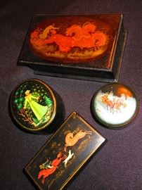 Group of antique Russian lacquer boxes