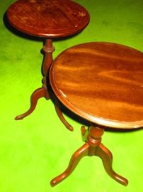 Pair of diminutive antique candle stick tables