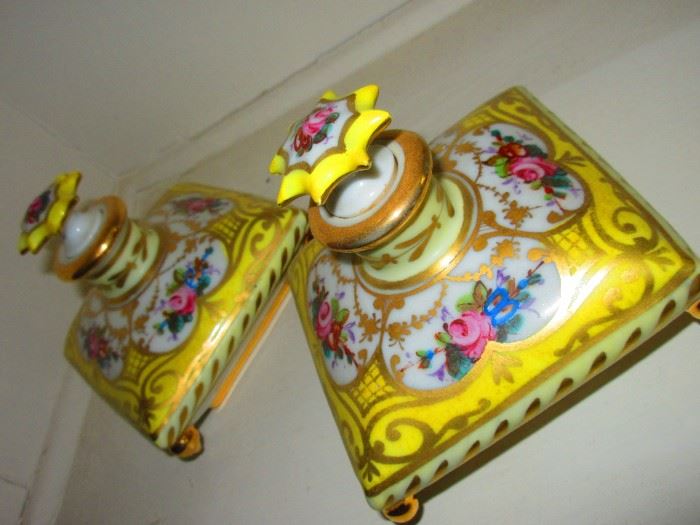 Pair of porcelain 19th century scent bottles