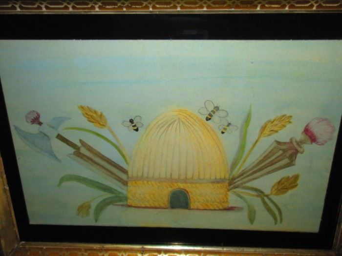 Watercolor of Hive in Victorian Frame