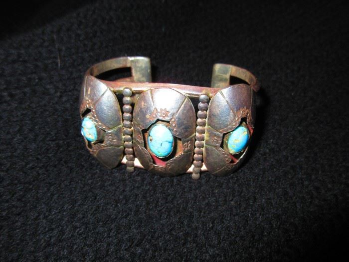 Native American turquoise and silver cuff