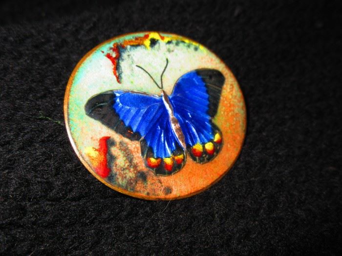 Vintage enameled pin, butterfly motif