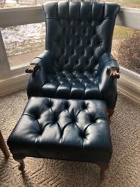 Unmarked but fairly certain this chair and ottoman are by Mall City Furniture Company of Kalamazoo and is known as the "Sleepy Hollow"