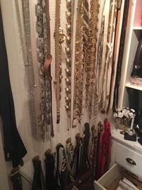 Neatly arranged belt selections 