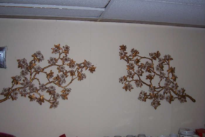 Matching set of plastic dogwood wall decorations