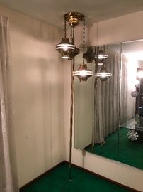 Amazing 3 light tension pole, with moon lit ambient light on top. 