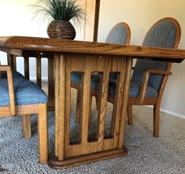 Solid Oak Dining Table 6'9" x 3' 7" w/ 4 Arm Chairs (leaf -23 1/2") Wambold Fine Furniture
