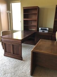 Hooker Furniture: Peninsula Desk, 2 Upper Open Hutches, Computer Desk and Lateral File