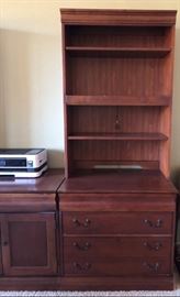 Hooker Furniture: Peninsula Desk, 2 Upper Open Hutches, Computer Desk and Lateral File