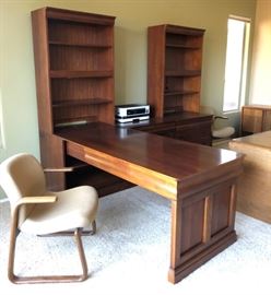 Hooker Furniture: Peninsula Desk, 2 Upper Open Hutches, Computer Desk and Lateral File