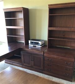 Hooker Furniture: Peninsula Desk, 2 Upper Open Hutches, Computer Desk and Lateral File