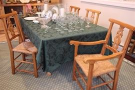 Set of pine carved dining chairs