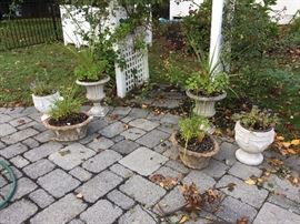 Cement & iron garden urns / planters