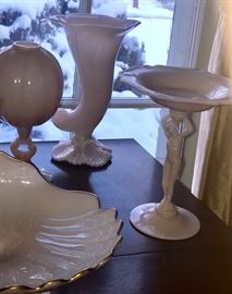 Light Pink "Crown Tuscan" Art Deco pieces by Cambridge 