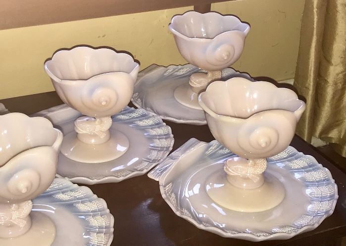 Oyster set of dishes - Light Pink :Crown Tuscan" Art Deco pieces by Cambridge -these are so beautiful
