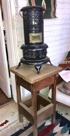 1 of 2 Rustic table and vintage heater