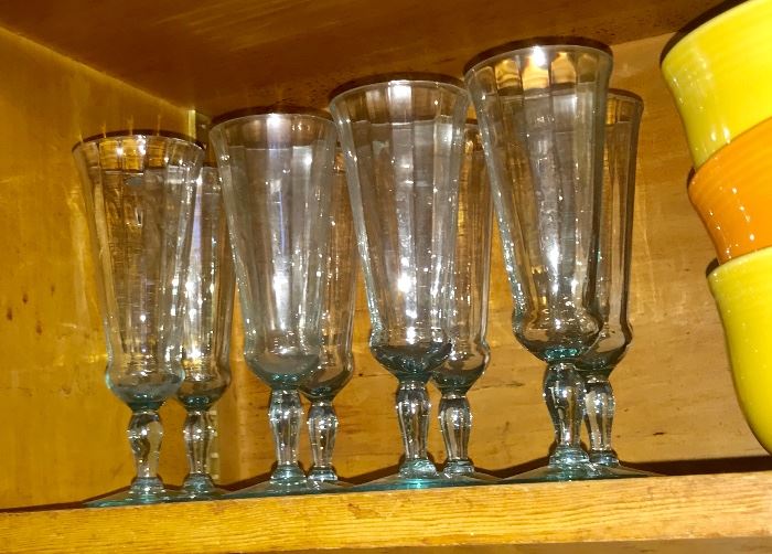  Beautiful eight piece blue wine glasses 