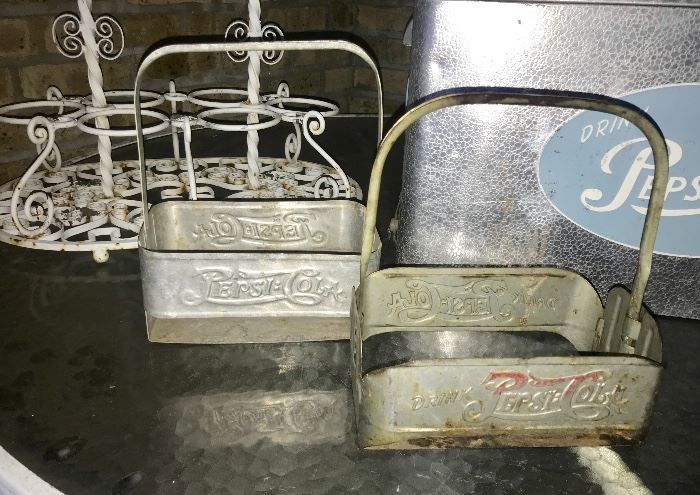  Two metal vintage Pepsi bottle carriers