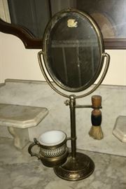 Men's shaving mirror w/brush and cup set