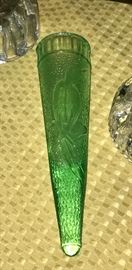 1 of 2 Cambridge Green glass wall pocket vases