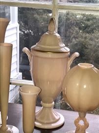 Light Pink "Crown Tuscan" Art Deco pieces by Cambridge 