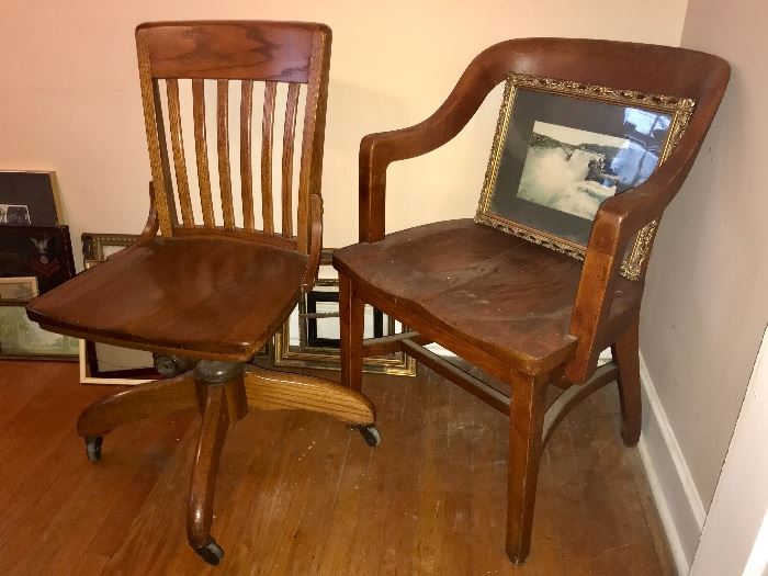 Vintage wooden office chairs 