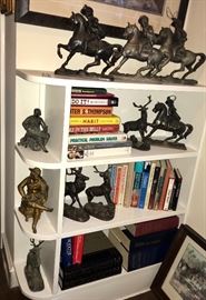 Pot metal Stag and horse and riders Sculpture, books