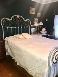 Vintage full size wrought iron bed with a like new Posturepedic mattress (can be sold separately -great for teenage girl's room 