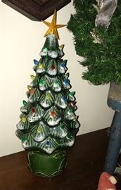 1 of 2 Vintage ceramic lighted Christmas tree
