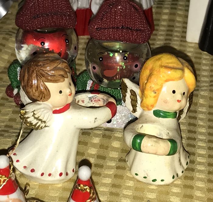 Vintage  ceramic Christmas Angel candle huggers 