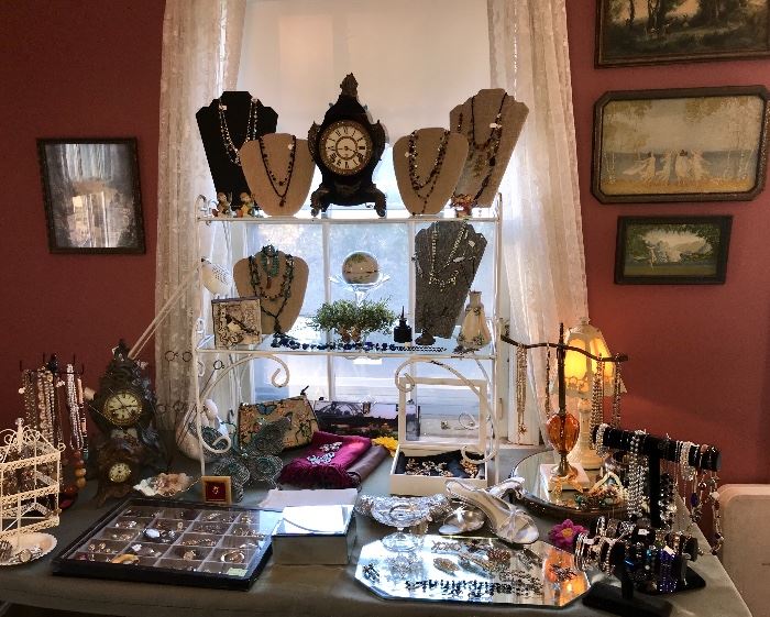 All here-Costume Jewelry and Antique clocks