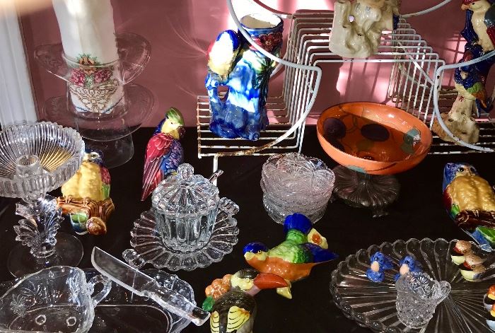 Combination of Crystal, Glass items and variety of birds