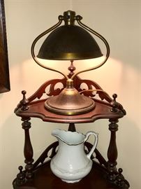 Antique Table Lamp; vintage pitcher