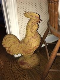 Vintage Large Cast Iron Rooster statue 21"