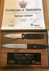 Applegate-Fairbairn Special Commemorative Set Limited Edition 1997 w/cert and signed photo of Rex Applegate 