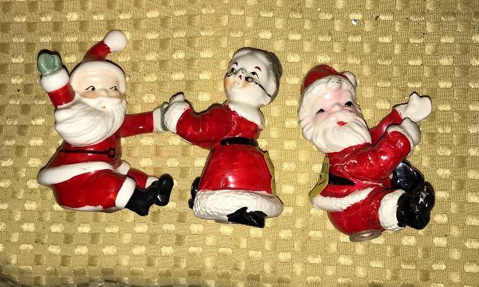 3 Vintage Santa candle huggers 
