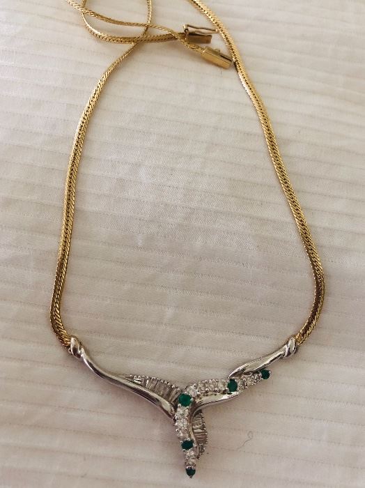 Diamond and 14K gold necklace