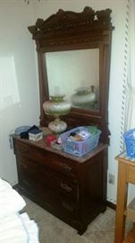 Marble Top Wash Stand w/ Matching Back Splash - Matching Dresser with same Marble on Top