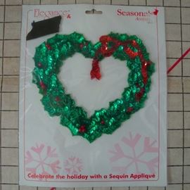 Large Holly Wreath Sequin Applique
