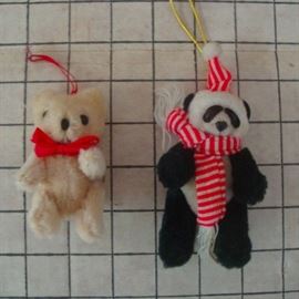 Teddy and Panda Ornaments