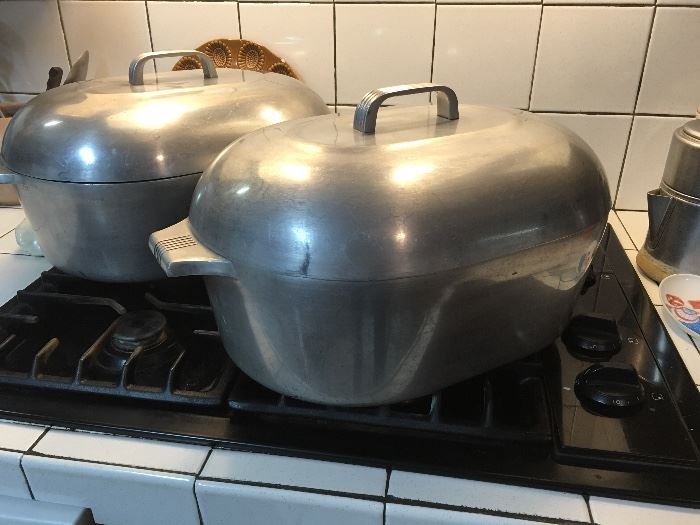 2 Large Vintage Wagner Ware Magnalite  Roaster/ Dutch Oven and Collection of other Magnalite Pots