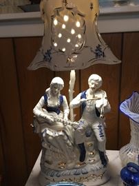 Victorian Musicians Lamp
Blue & White with Gold Detailing