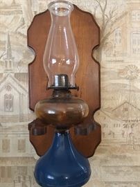 Pair of Sweet Oil Lanterns on Wooden Mounts