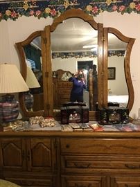 Beautiful Butlington House Dresser with Trifold Mirror