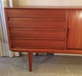 Detail of sideboard - top drawer is felt lined with removable sliding tray.