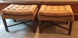 Pair of tufted velveteen benches