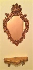 Florentine 21" tall gilt mirror & shelf (Italy)